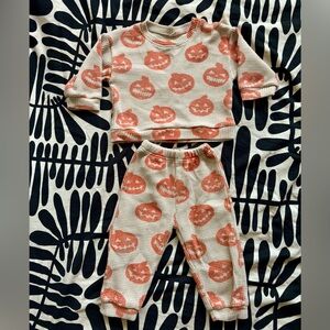 HALLOWEEN!! Pumpkin print waffle matching set / MiniOlie / 2-3T